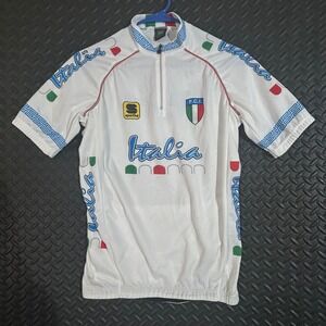 Sportful Italia F.C.I. Cycling Jersey Men S White Short Sleeve Tricolor‎ Vintage